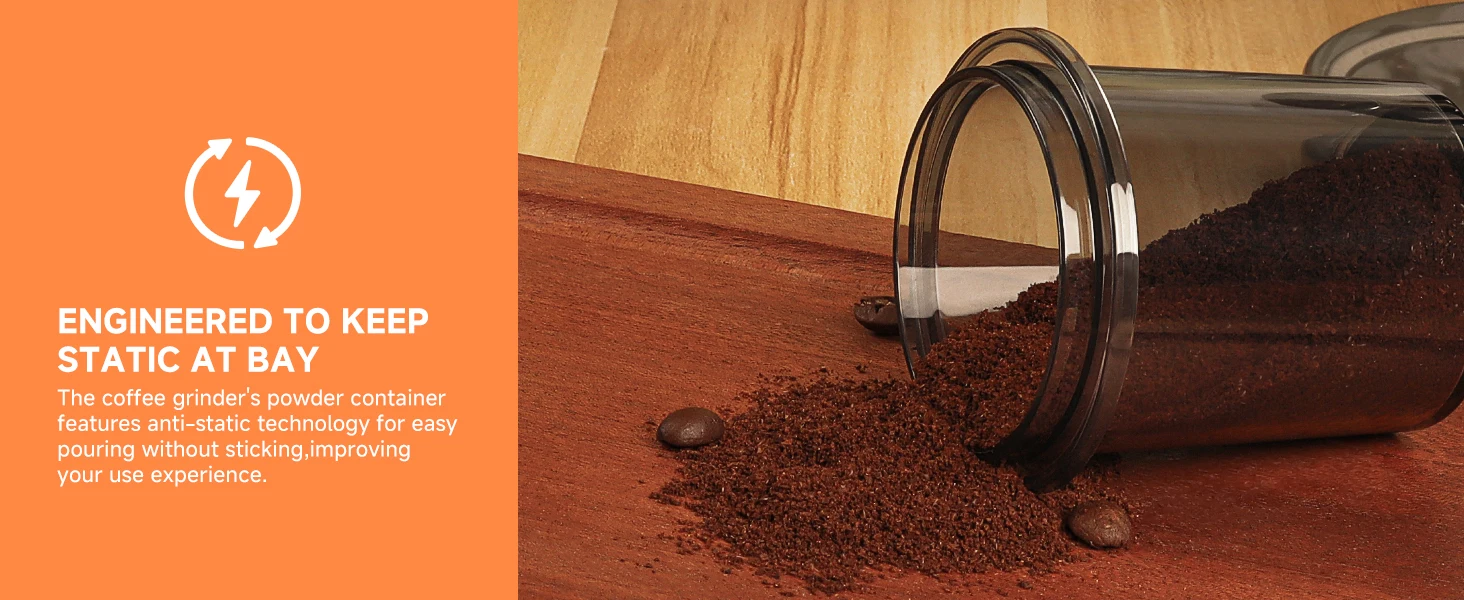 BioloMix Professioneller konischer Gratmühle, 48 einstellbare Einstellungen mit abnehmbarem Halter für Espresso-Tropfen und French-Press – Detail 6