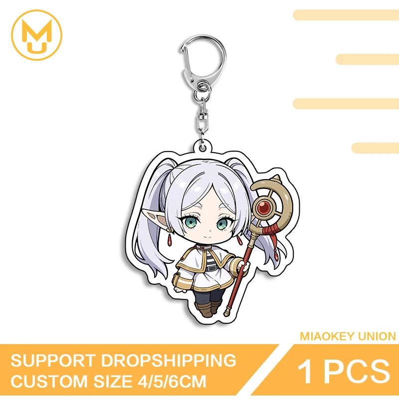 Chibi Frieren Trendy Lively Eye Catching Double Sided Acrylic Keyring Versatile Versatile Innovative Key Holder Accessory