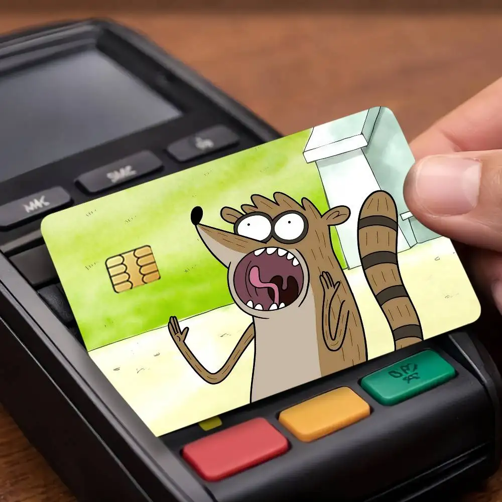 Cartoon R-Regular Show Funny Credit Card Public Transportation Cards Protective Sticker Waterproof Card Face Decoration 4PCS