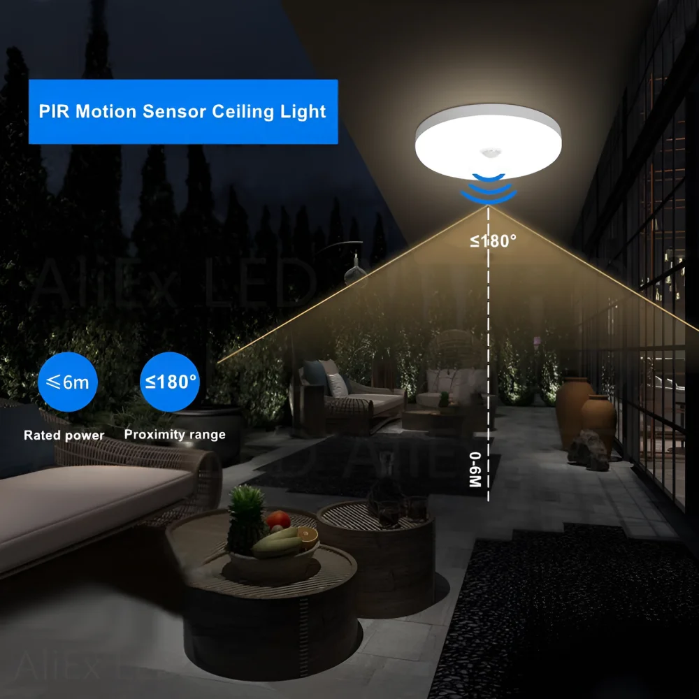 NEW 50W LED Motion Sensor Lights PIR Hanging Ceiling Top Lamp Home Lighting For Room Hallways Corridor Stair Night Light Smart