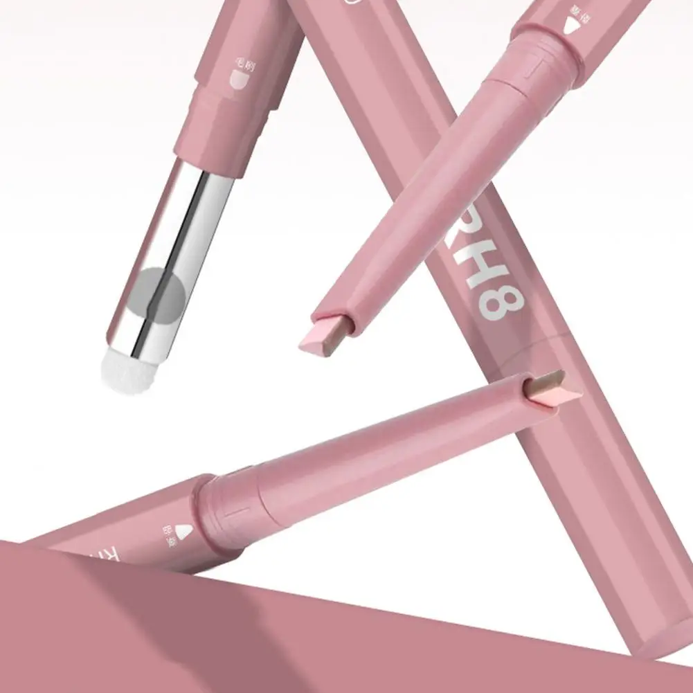 2 in1  Double Ended Lying Silkworm Pencil Brighten Shadow Natural Highlighter Nude Lower Eyelid Contour Stick with Detail Brush