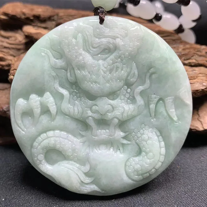 Natural Myanmar Jade Double sided Nine Dragon Jade Pendant Jewelry Lucky Exorcise Evil Spirits Amulet Pendant Fine  Jewelry