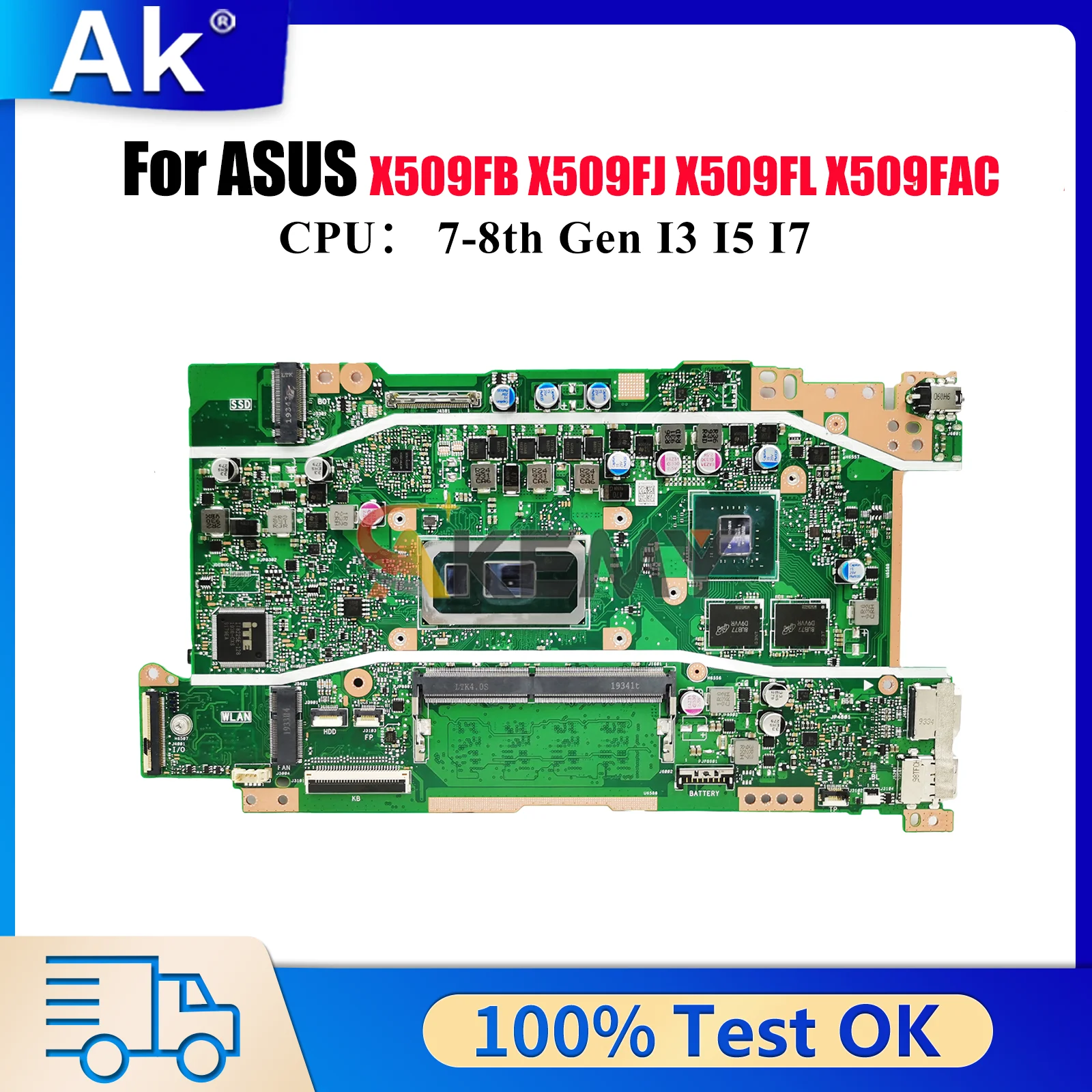 

X509FB Laptop Motherboard For ASUS X509F X509FL X509FAC A509F Y5200F X509FJ F509F Mainboard With I3 I5 I7 CPU 100% tests OK stk