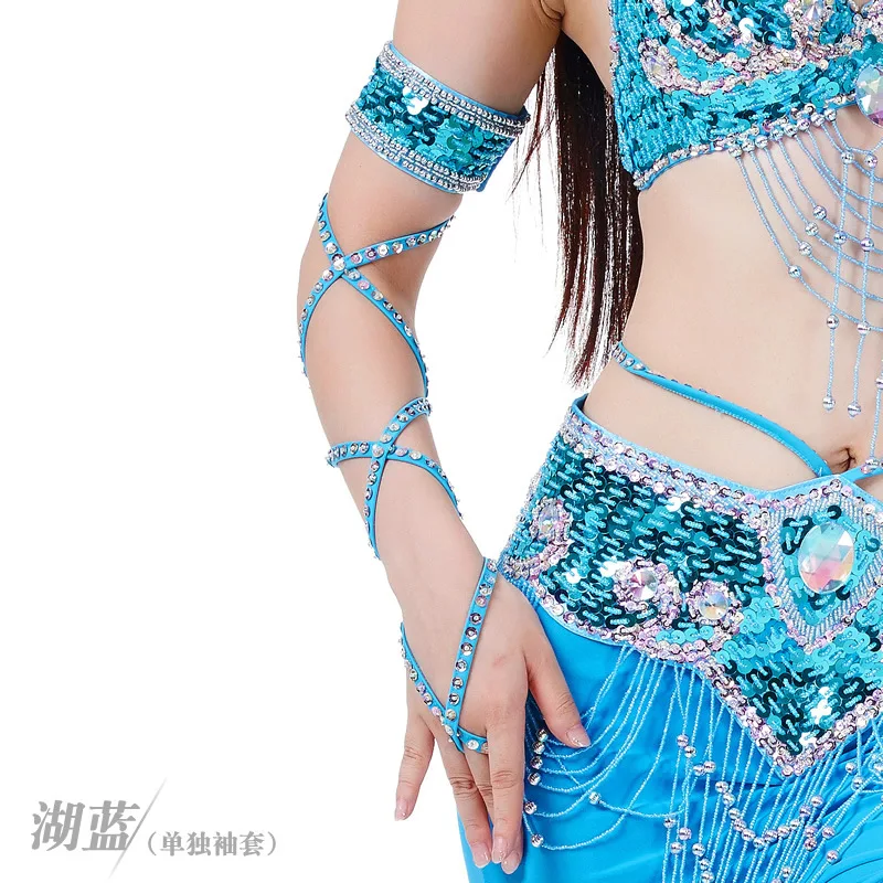 11 colors wholesale belly dance accessories 1 piece sleeves arm of the wrist sleeve chiffon sequin bracelet adjustable