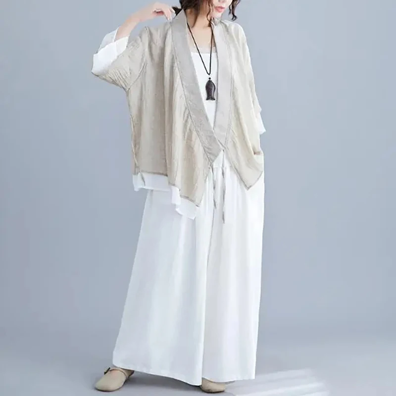 Liziqi Traditional Chinese Costume Tai Chi Uniform Casual Hanfu Tops Trousers Cotton Linen Clothes Retro Breathable