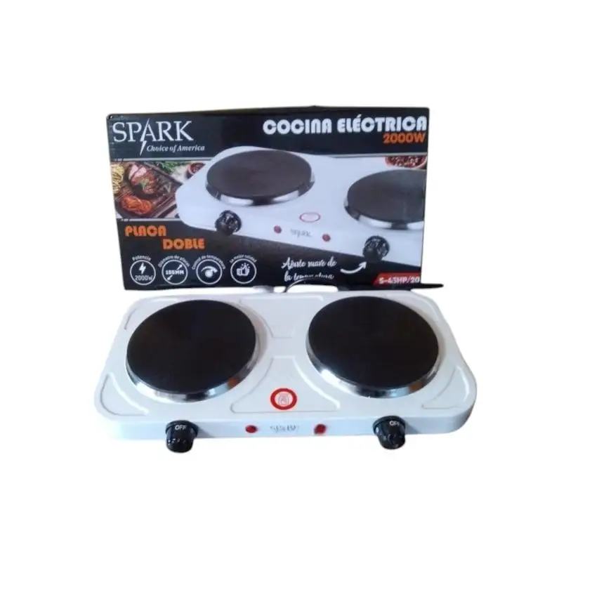 Cocina Eléctrica Doble Estufa Con Potencia 2000w ,Dos Fuego Antiadherente