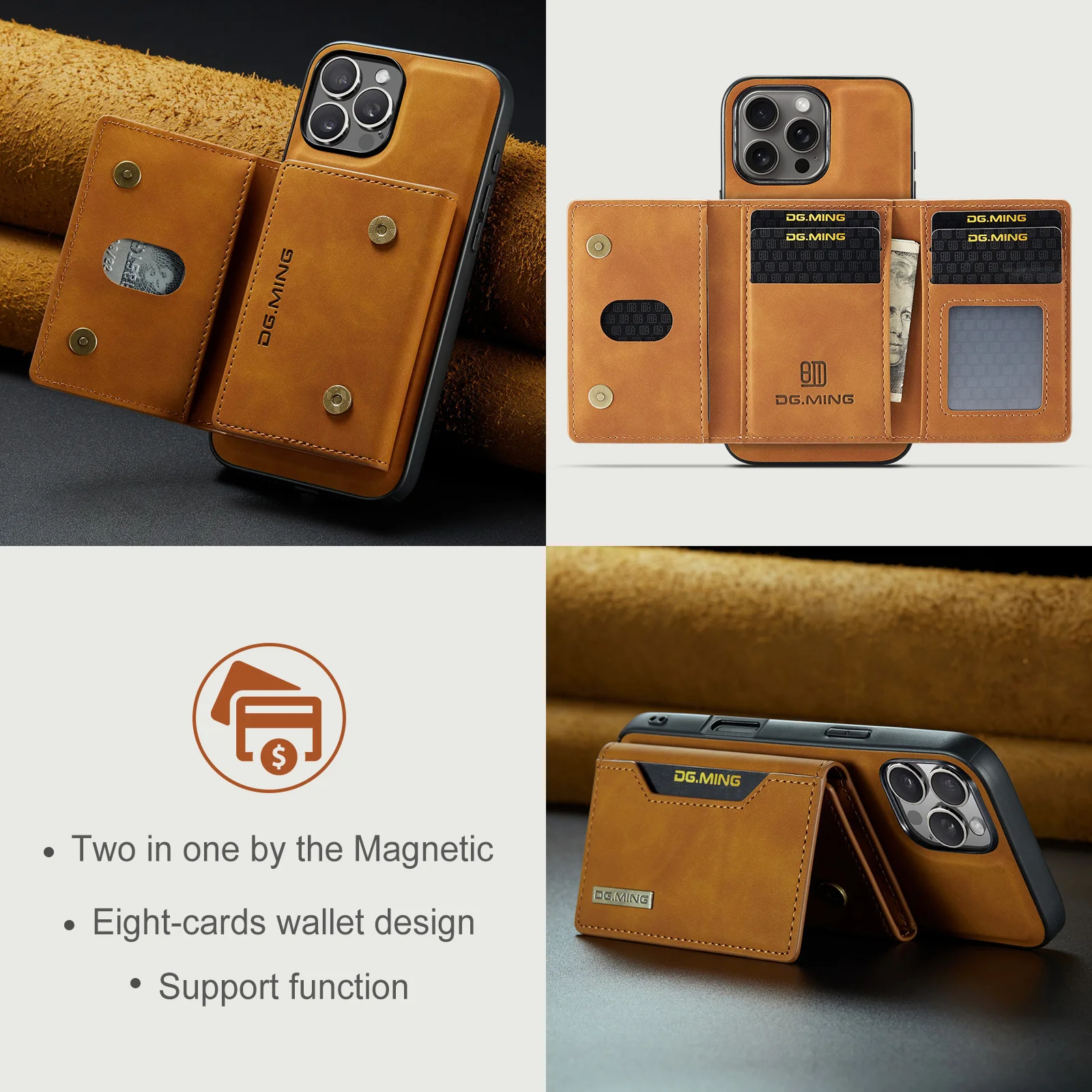 2 in 1 Magnetic Detachable Wallet Card Slot Holder Phone Case For iPhone 16 15 14 Pro Max 13 12 11 XS XR 7 8 Plus Leather Cover - Image 4