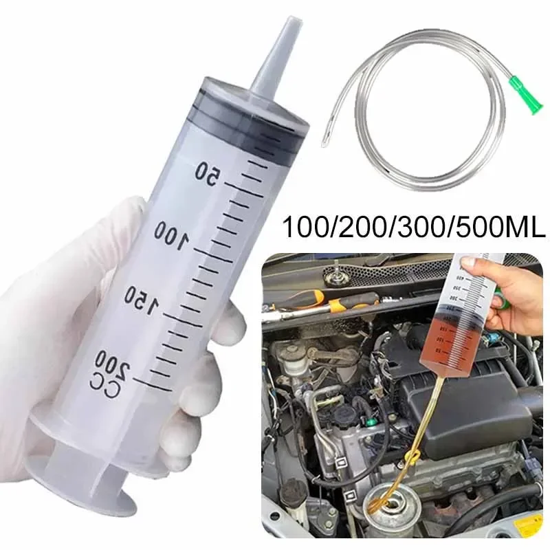 Jeringa de Gran Capacidad de Vacío 100/200/300/500ml, Bomba de Aceite Reutilizable con Manguera de 1m, Bomba Dosificadora para Nutrición de Mascotas