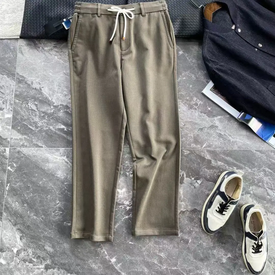 BC الخريف والشتاء الإيطالي نمط المال القديم الجديد أزياء بسيطة الأعمال عارضة السراويل الرجال الرباط السراويل المستقيمة #2