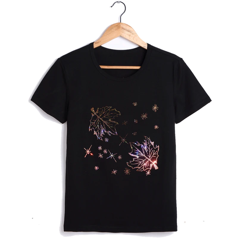 

Повседневные футболки для женщин бриллианты фотография в Корейском стиле много одежды Большие размеры топы футболки