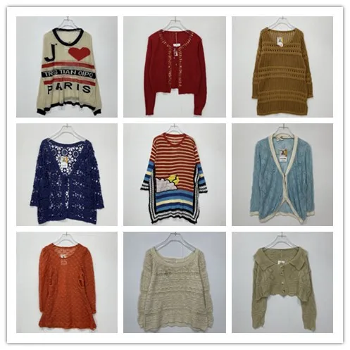 

Handmade Vintage Hollow out Knitted Sweater with Tassel Cloak Sweet Sle V-Ne Long Sve Loose Fit Cotton Blend Sweater