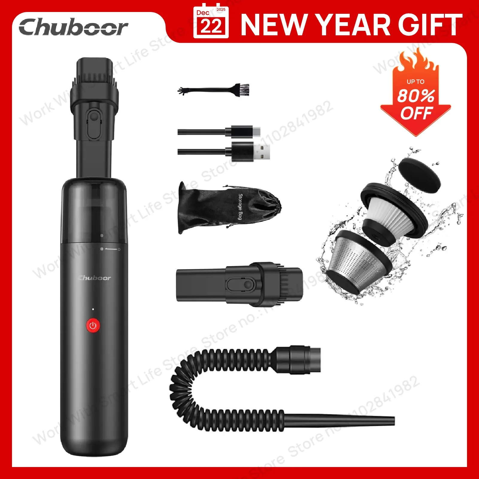 

Автомобильный пылесос Chuboor, портативный беспроводной всасывающий автомобиль 14000 Па, портативный выдувной и всасывающий 2 в 1, перезаряжаемый для автомобиля, дома, домашних животных, офиса (Bla