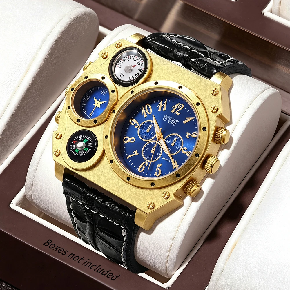 1Pc New Vintage Men's Wristwatch, Large Dial with Strap, Unique Design Suitable for Sports and Leisure, Exquisite Appearance, Perfect for Gifting to Your Boyfriend, Easy to Match with Outfits, Available in Multiple Col