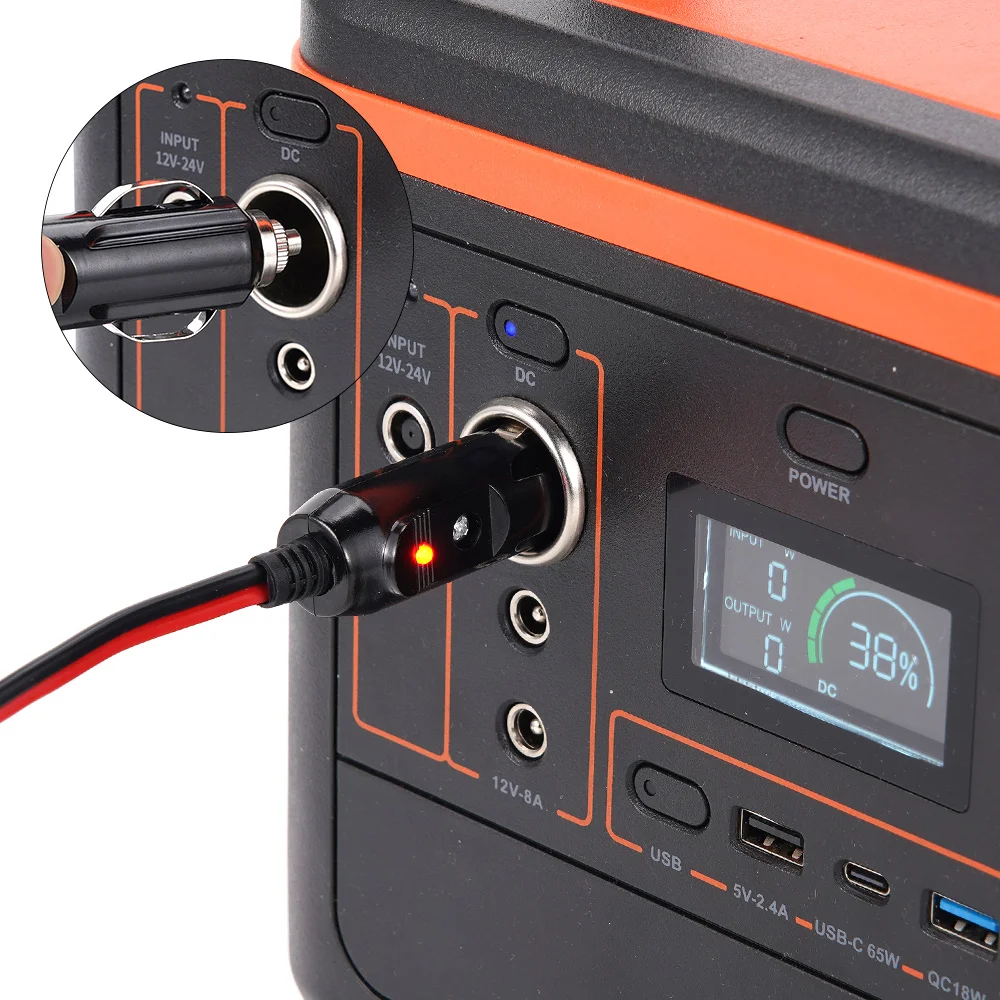 Car Cigarette Lighter LED Socket Plug 12V 24V Universal High Power 16AGW 20A Adapter Connector High Quality PVC Copper Wire