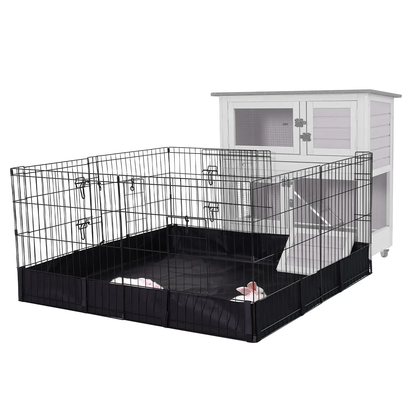 Rabbit Playpen Indoor Guinea Pig Cage Run Extension Pet Playpen with Waterproof Floor Liner Small Animal Playpen