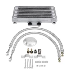 Motorcycle Engine Oil Cooler Cooling Radiator 65Ml Aluminum for Suzuki 125CC 150CC 200CC with Mounting Accessories