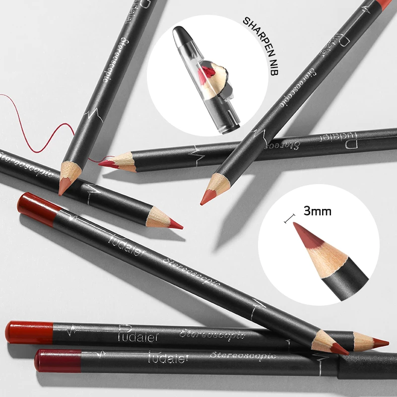 Matita per labbra opaca impermeabile Matita per contorno rosso Tinta Rossetto Tazza antiaderente a lunga durata Trucco labbra idratante 12 colori