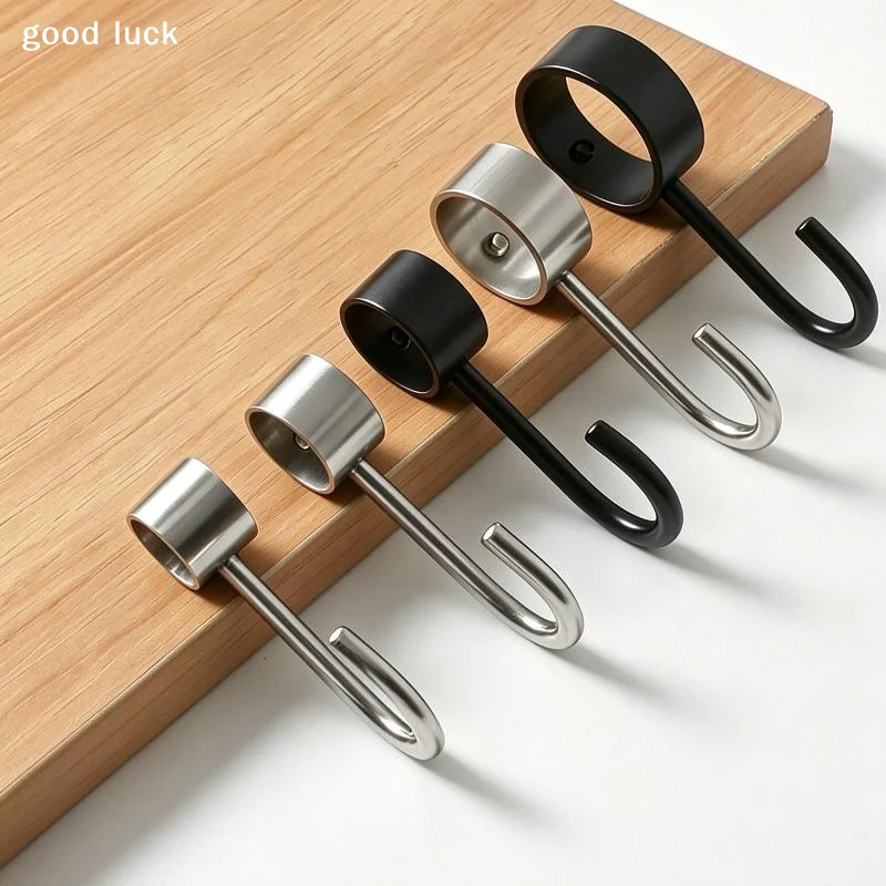Answer16mm/19mm/22mm/25mm/32mm Wardrobe Bathroom Hanging Tube Pipe Rod Hooks Stainless Kitchen Pan Hook Hanger for Towel Clothe