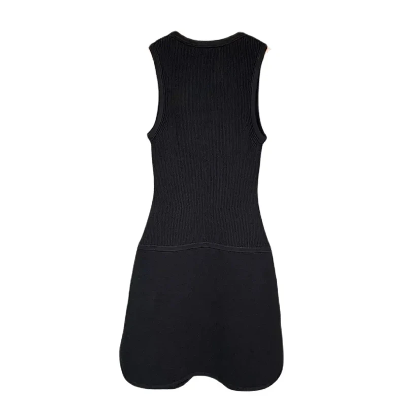 New 2024 Summer Women Knit Sleeveless Dress O-Neck Pocket Slim Fit Sweet Chic Stunning Fashion Design Trendy Stylish S