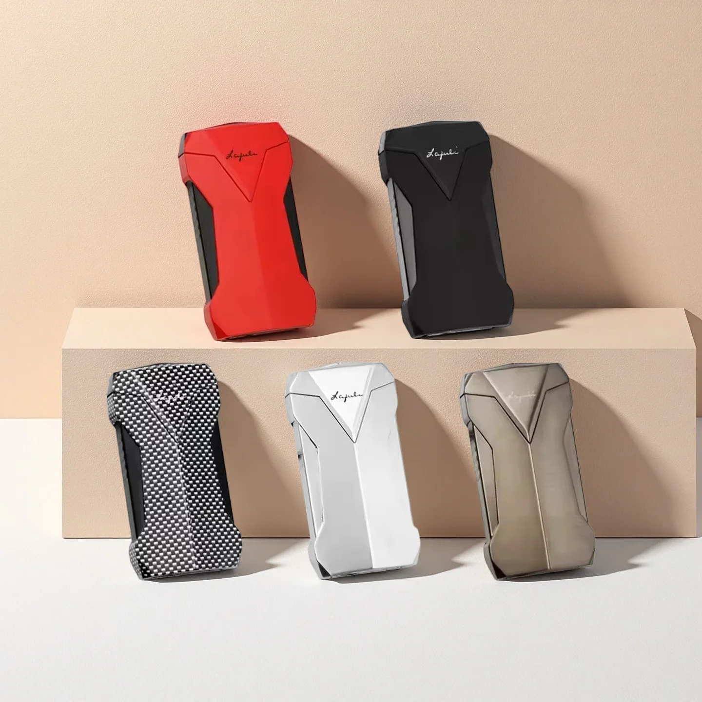 

Lafuli Portable Dual Flame Windproof Straight Metal Cigar Spray Gun With Punch High-flame Lighter Men's High-end Exquisite Gift