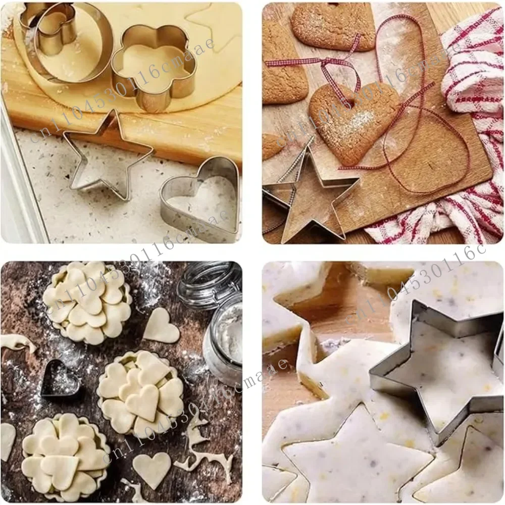 NEW 30Pcs/Box Stainless Steel Cookie Mould Heart Star Flower Geometric Shape Cutters DIY mini Pastry Decoration Baking Tools