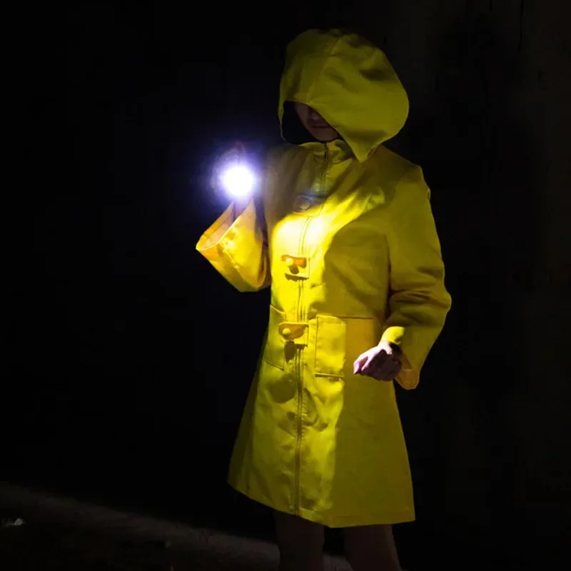 لعبة Little Nightmares 2 Mono Six أزياء تنكرية جائع للأطفال الأولاد الصغار ستة صفراء طويلة سترة معطف بدلة الهالوين معطف واق من المطر