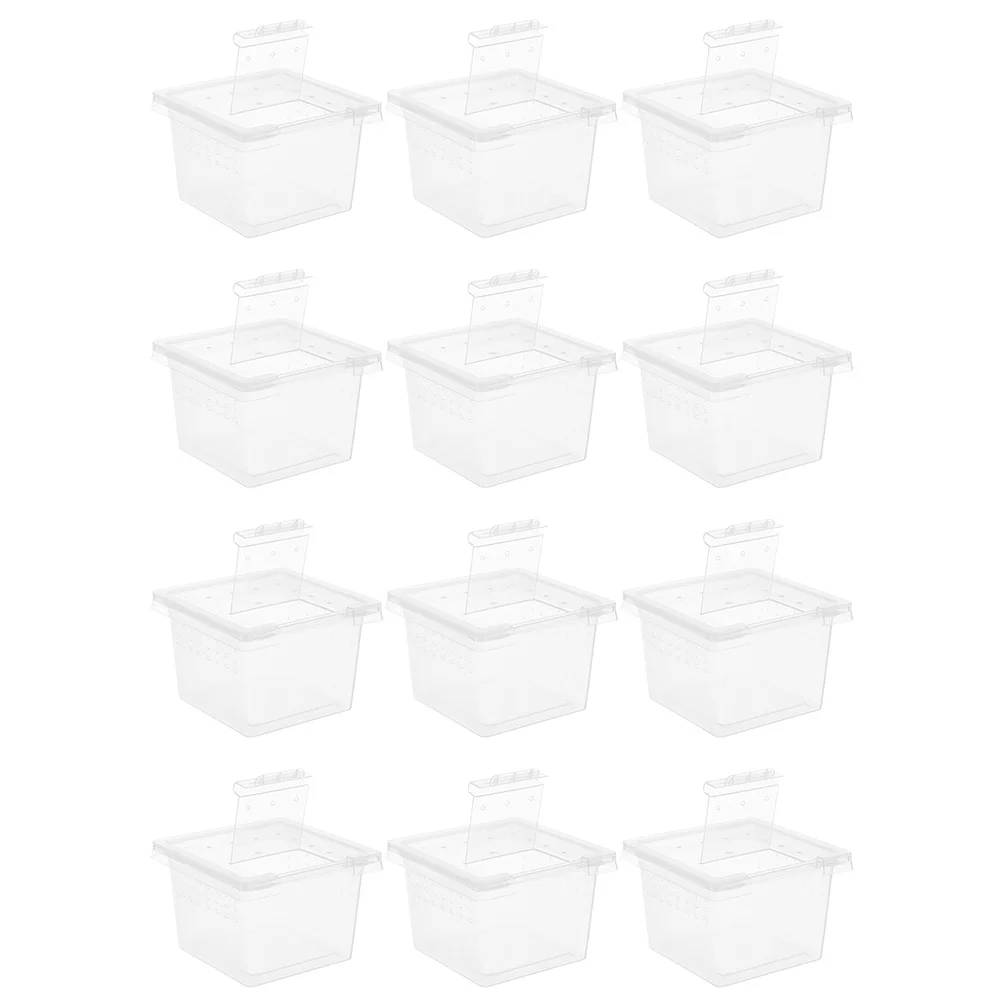12Pcs Reptile Breeding Box Transparent Climbing Pet Container High Hardness Ventilated Terrarium for Small Animals Spiders