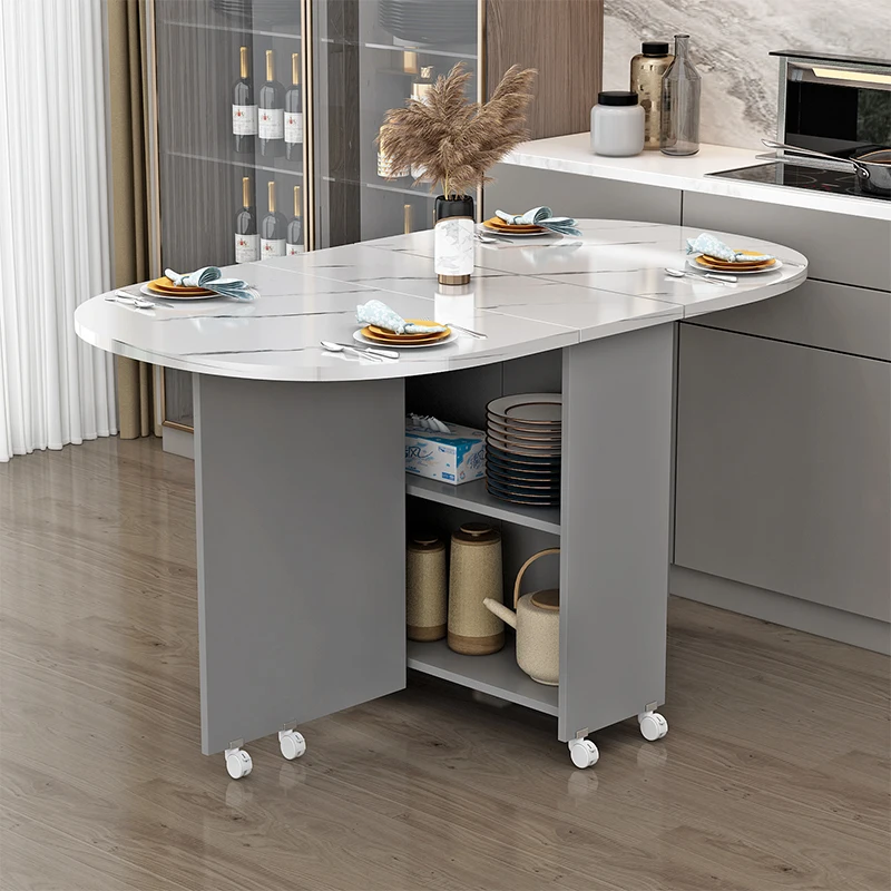 Folding Dining Table Apartment Movable Rectangular with Wheels Ultra-thin Multi-functional Restaurant Dormitory Dining Table