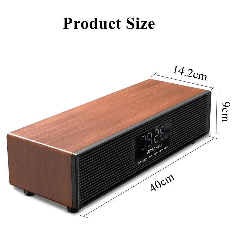 30W Wooden Home Theatre Speaker System Wireless Microphone Karaoke Bluetooth Speakers 3D Stereo TV Computer Clock Sound Box P500