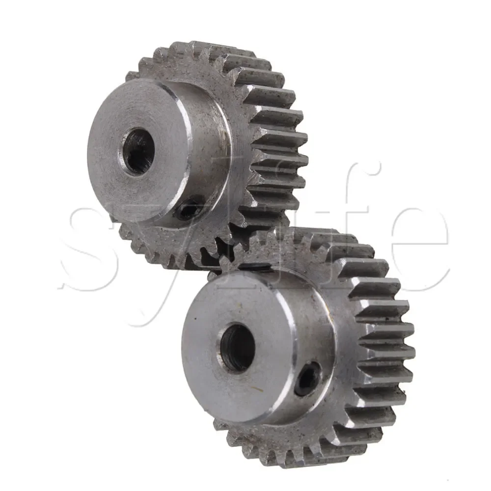 2pcs 1 Modulus 30 Teeth Motor Metal Steel Gear Wheel Top Screws 6.35mm Diameter