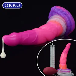 Qkkq Monster Spritzen Dildo weichen Silikon Schwanz ejakulieren Fantasie Glühen Tentakel Penis weiblich masturbieren Anal Plug Sexspielzeug