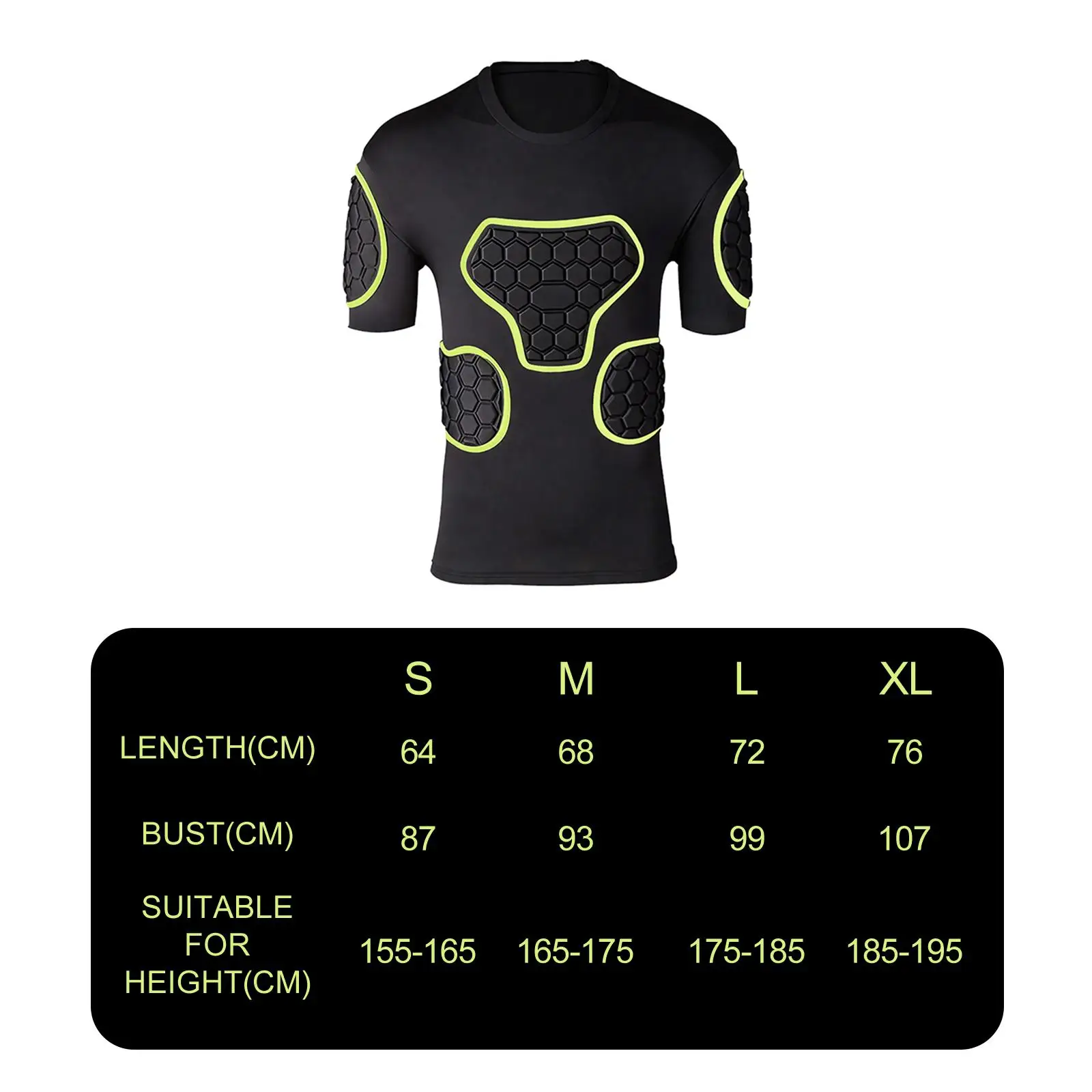 เสื้อป้องกันอเนกประสงค์สำหรับฟุตบอลและรักบี้ แบบแขนสั้น พร้อมแผ่นรอง EVA ป้องกันหน้าอกและข้อศอก ระดับมืออาชีพ