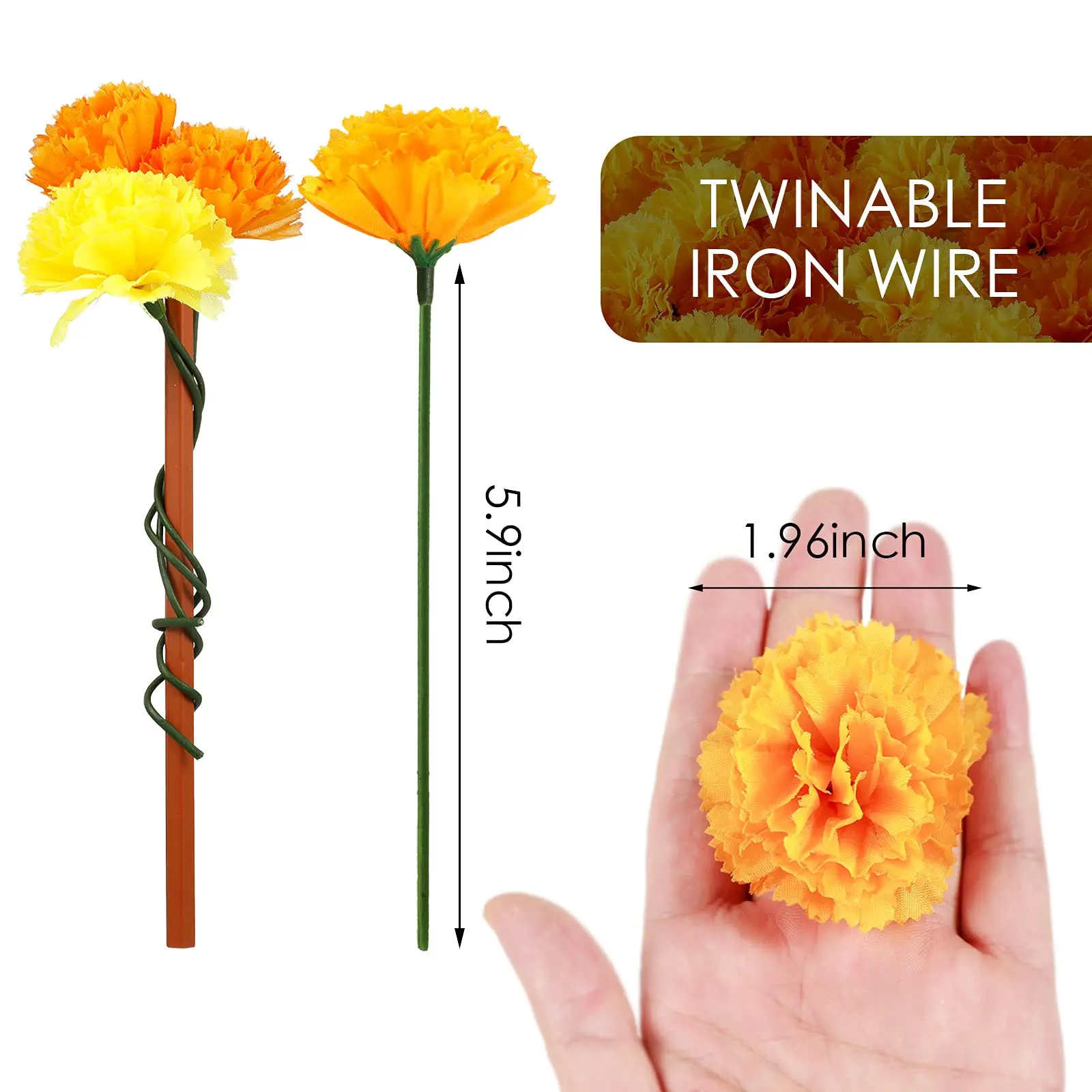 Artificial Marigold Flowers Halloween Silk Mexico Flowers for Birthday Party Diwali Halloween Thanksgiving Party Decor 2023