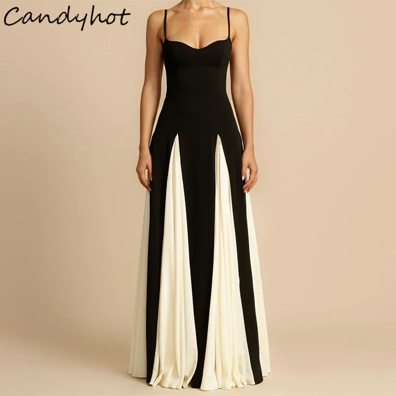 Candyhot Fashion Y2K Aesthetic Casual Cutting Halter Dress Off Shoulder Summer Wrap Chest Maxi Dresses Party Evening Vestidos