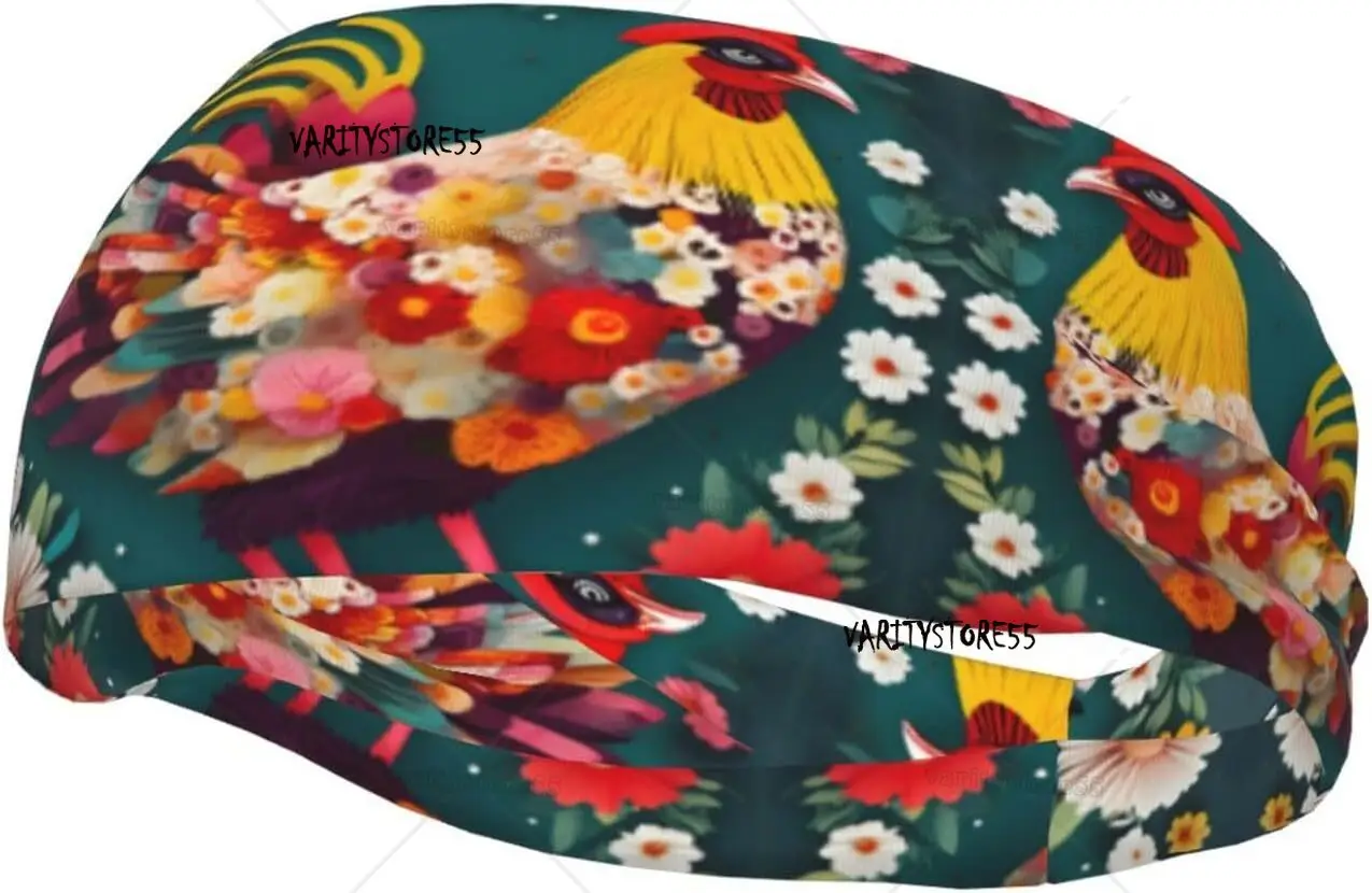 

Sports Flower Heart Chicken Print Sweatband Headbands for Men and Women Perfect for Workout, Basketball Tennis and More