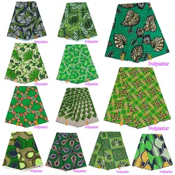 Premium Quality Green African double-faced  Polyester Wax Print Fabric for DIY Crafting and Sewing S-9