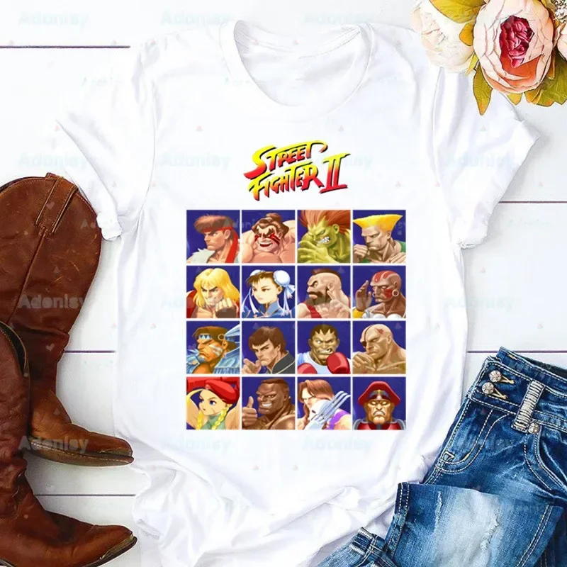 Street Fighter T-shirts Women Graphic Tees Funny Shirts No Parking Violators Will Be Destroyed Tshirts Crew Neck Harajuku Tops