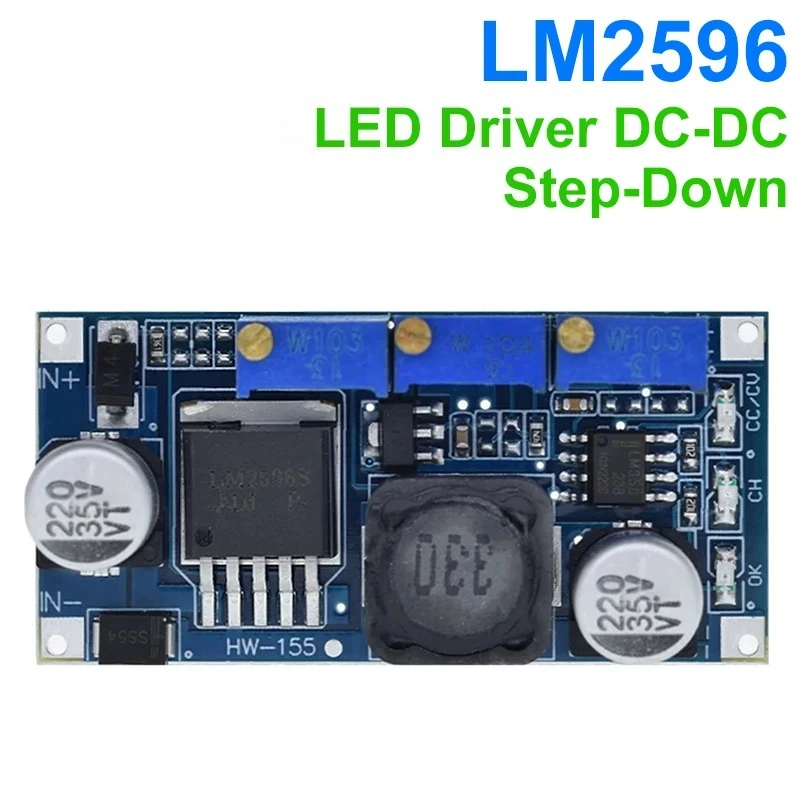

LM2596 LED-драйвер DC-DC, понижающий напряжение, регулируемый модуль питания CC/CV, зарядное устройство для аккумуляторов, регулируемый LM2596S, постоянный ток