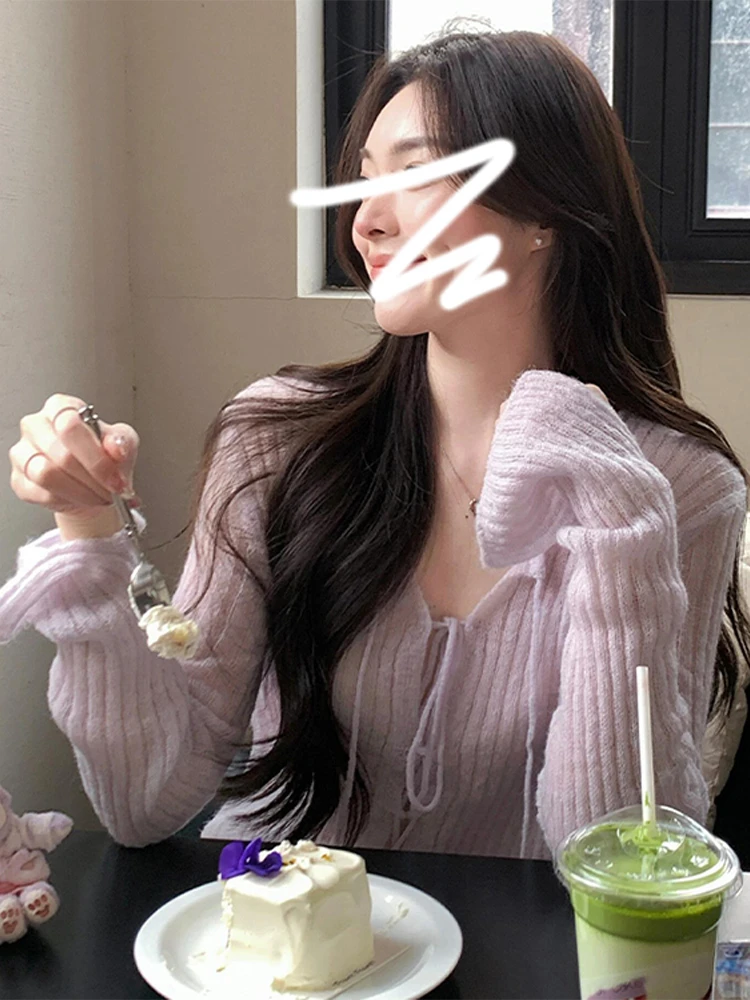 

Sweaters Jumpers Cardigans Womens For Woman Cashmere Elegant Acrylic Cotton Bow Closure Cropped Length School Girl Preppy Sweet