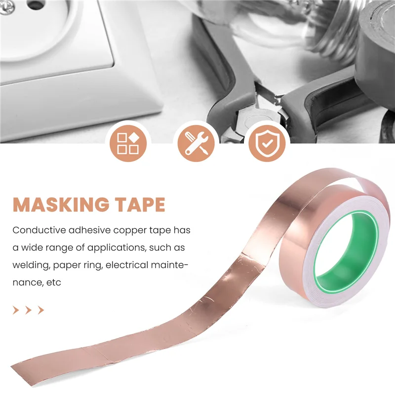 

Exquisite-Copper Foil Tape 20Mx30 Mm Wide Adhesive Copper Foil Tape Barrier Tape Double Conductive Self-Adhesive Copper Foil Tap