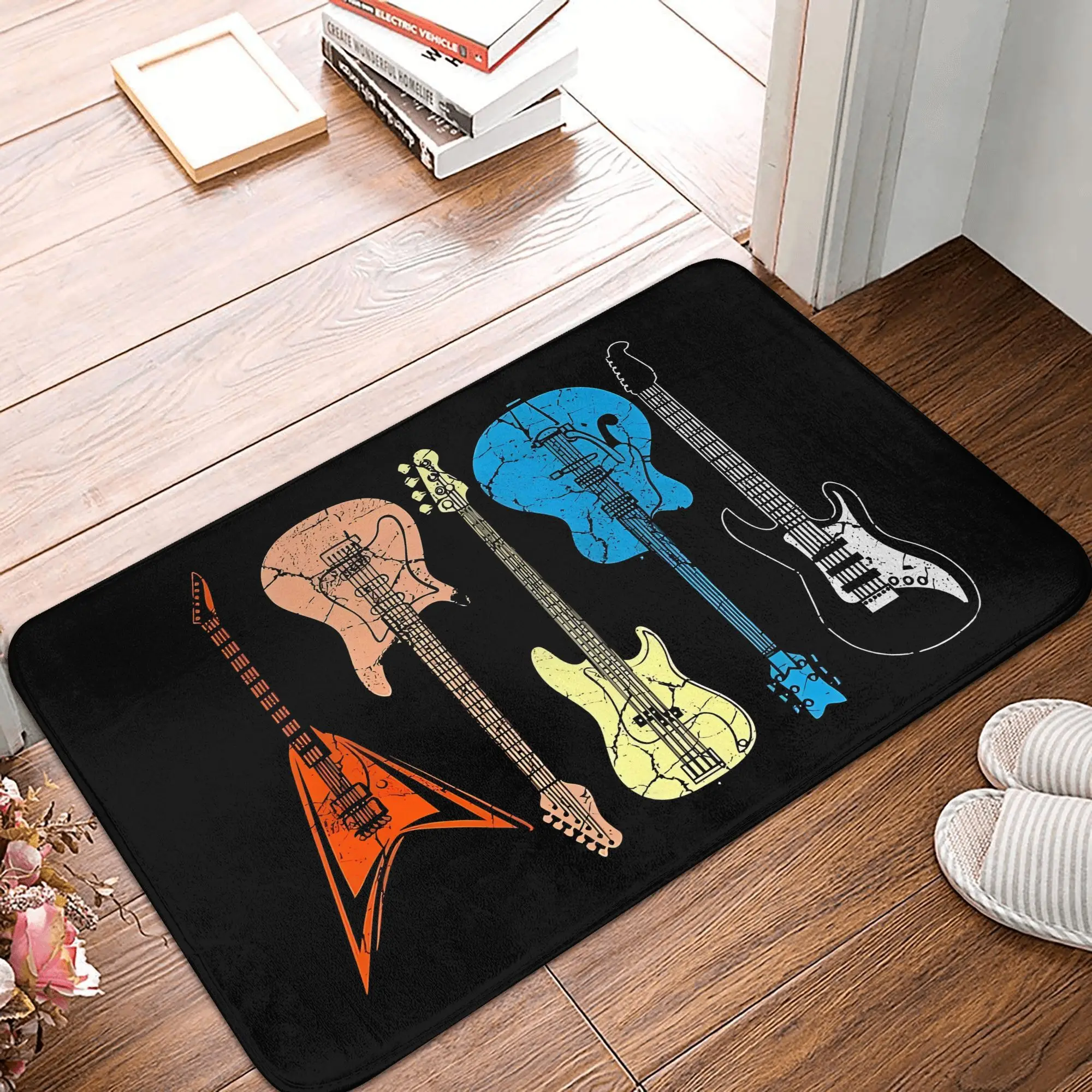 Vibrant Guitar-Themed Doormat Suitable for Bathrooms, Bedrooms, Living Rooms, And Entrances, Machine Washable And Stylish