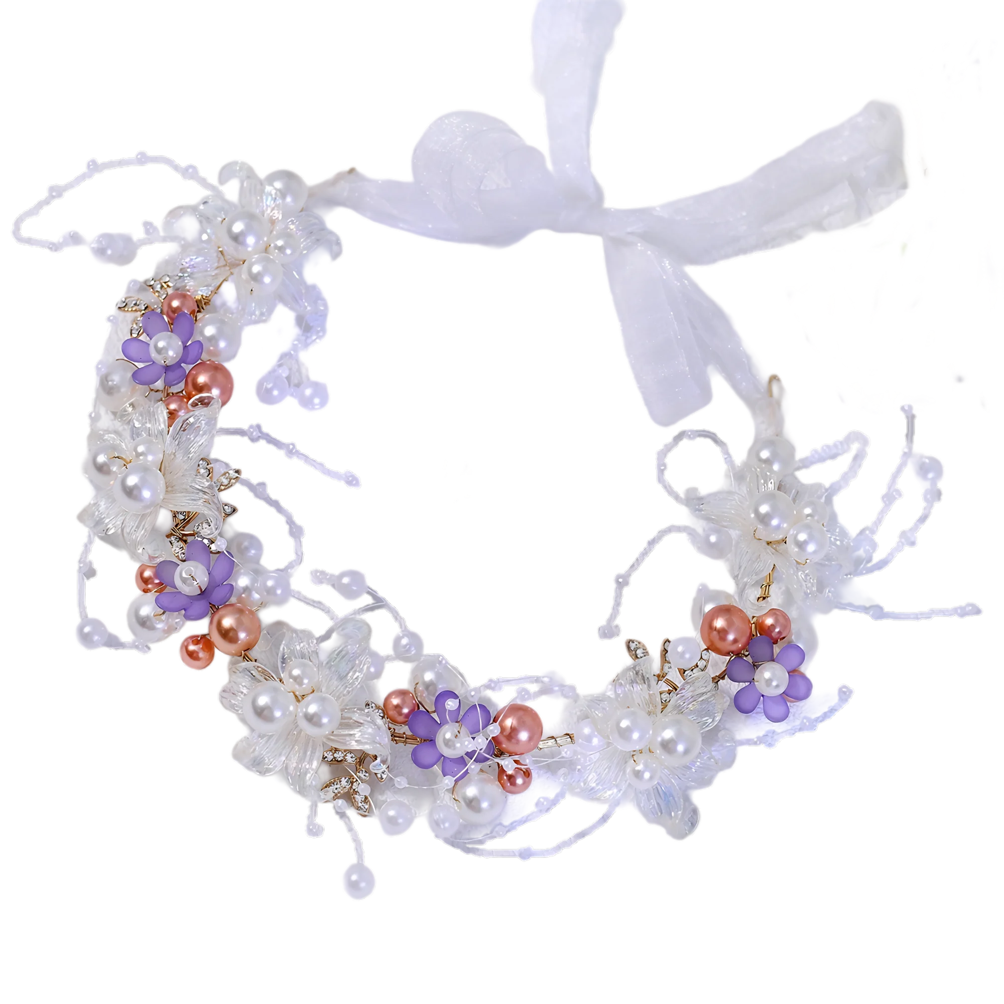 

HNYYX Romantic Girls Headband Imitated Pearl Headdress Girls Flowers Wreath Bridal Garland Hair Hoop Wedding Hair Accessory A392