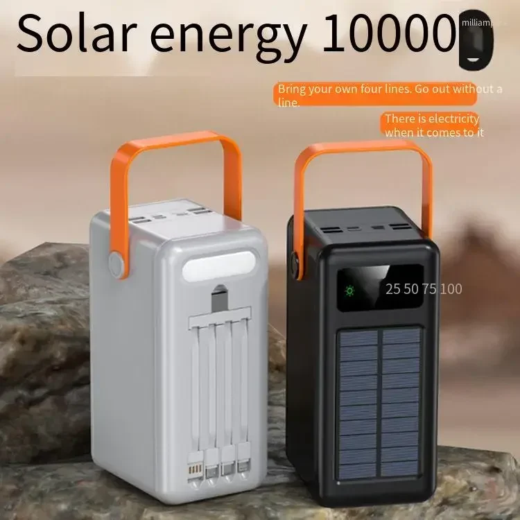 

Ultra large capacity 150000 milliampere outdoor tourism solar mobile power supply with built-in data cable power bank