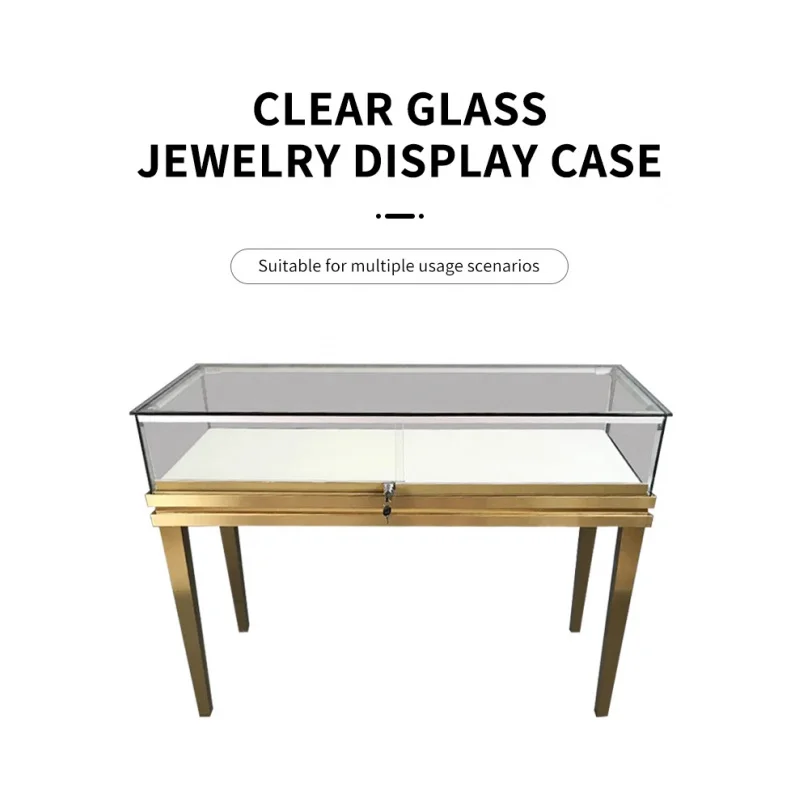 custom.Modern Luxury LED Glass Jewelry Display Cabinet Customizable-Standing Showcase Mall Use
