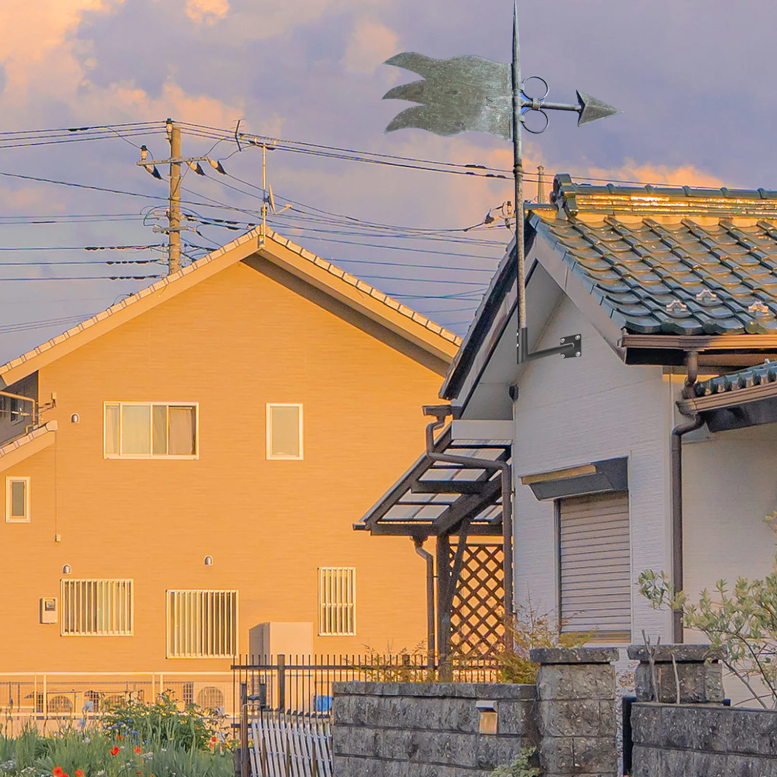 

1 Set Weather Vane Roof Mount Bracket For Outdoor Antenna Mounting Pole L Shape Support Rust Resistant Installation