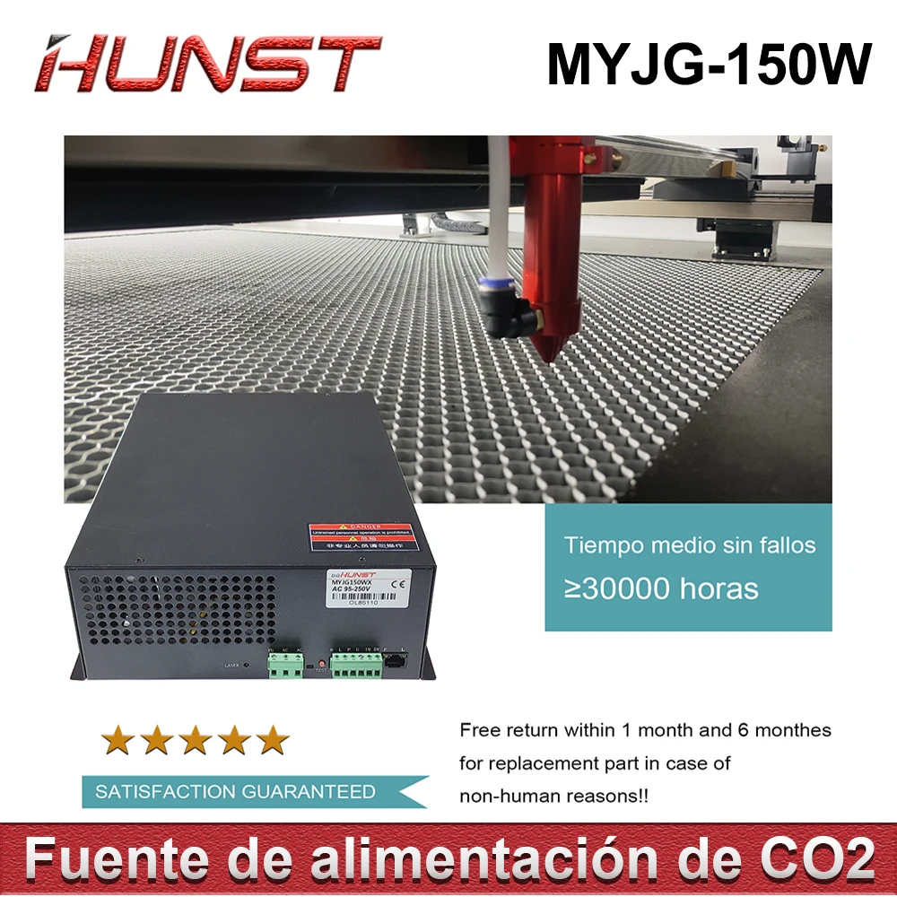 Imagem -03 - Fonte de Alimentação a Laser Co2 Hunst Myjg 150w Suporta Tensão de 95250v e é Usada para Máquinas de Gravação e Corte a Laser de 130150w.