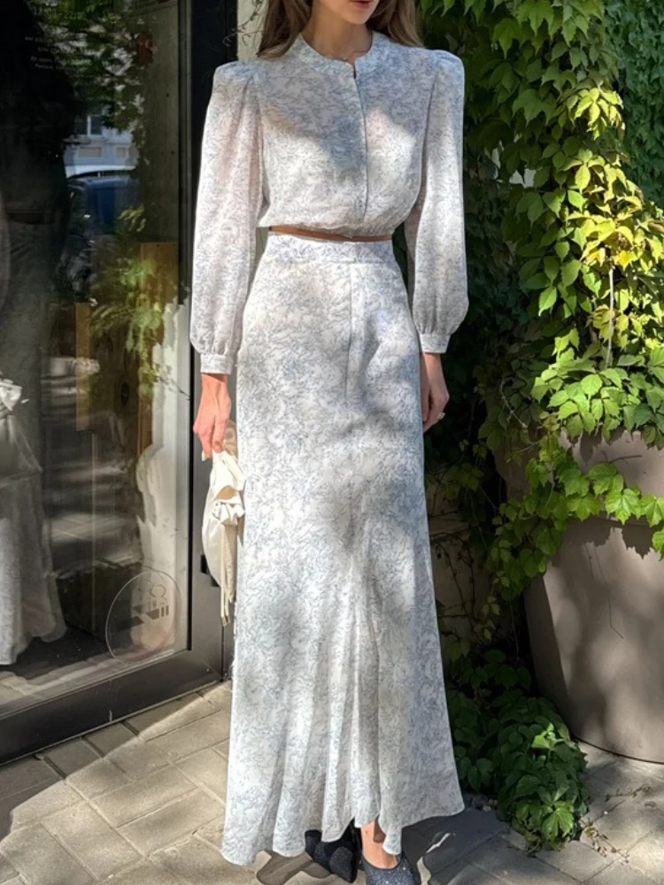 

Tossy Commute Printed Female 2 Piece-Set Long Skirt Patchwork High Waist Short Top And Slim Maxi Skirt Sets New Women's Outfits