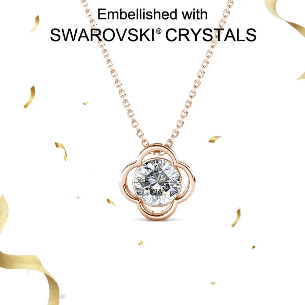 

Daisini Simple Flower Pendant Necklace for Women 18K Gold Plated with Swarovski Crystals 100% 925 Sterling Silver Fine Jewelry