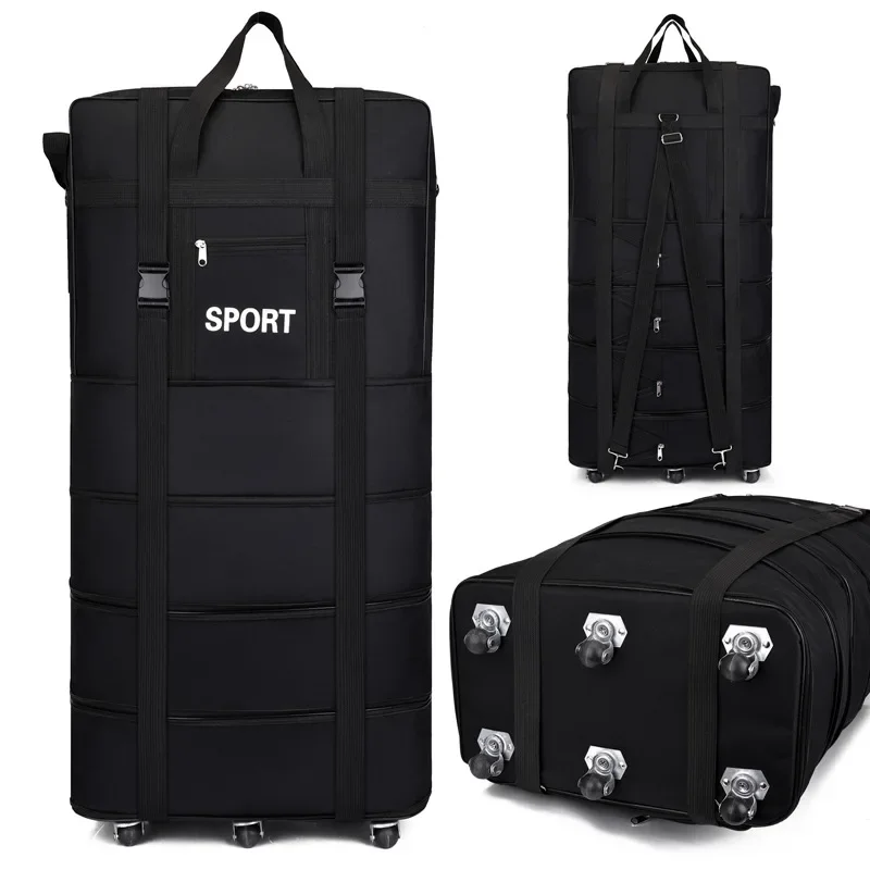 2024 Airline Checked Bag Oxford Large Capacity Travel Universal Wheel Foldable Luggage Moving Storage Bag Rolling Packing Cubes