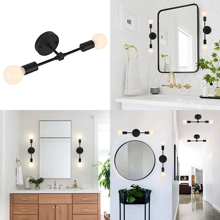

2-Lights Matte Bathroom Vanity Wall Sconce Modern Industrial Wall Lamp Pole Wall Mount Lighting Fixture Color
